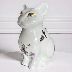 Hammersley Bone China Cat Figurine Victorian Violets Design Made in England